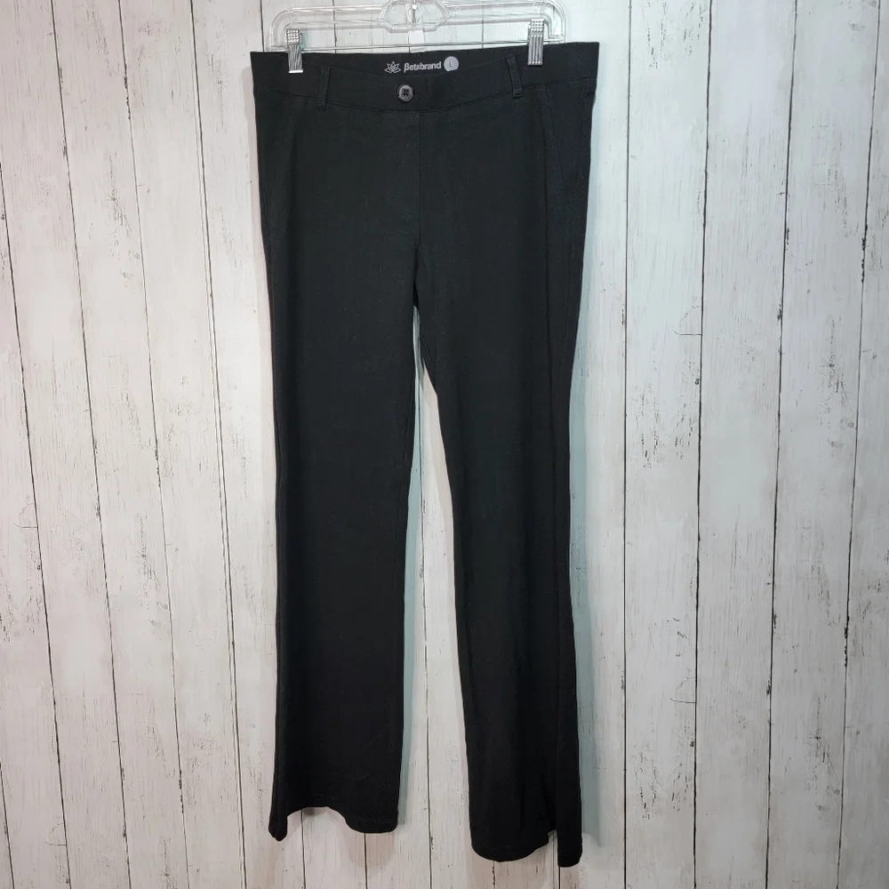 Betabrand Women's Black Classic Dress Pant Yoga Pants Size Large. Striped. - Picture 1 of 6